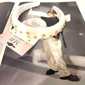 BUNDLE ME! NWT Must Have Beauty! White Velvet Head Band with Crystal Rhinestones